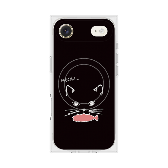 プレミアムスクエアケース with MagSafe［ 食いしん坊なねこ - Black ］