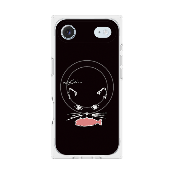 プレミアムスクエアケース with MagSafe［ 食いしん坊なねこ - Black ］