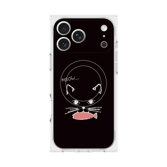 プレミアムスクエアケース with MagSafe［ 食いしん坊なねこ - Black ］