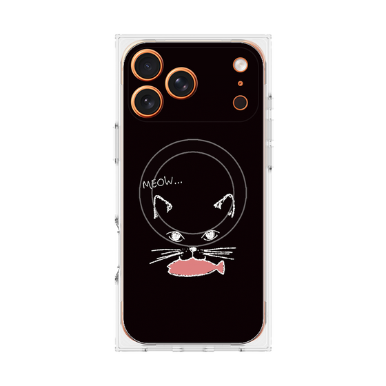 プレミアムスクエアケース with MagSafe［ 食いしん坊なねこ - Black ］