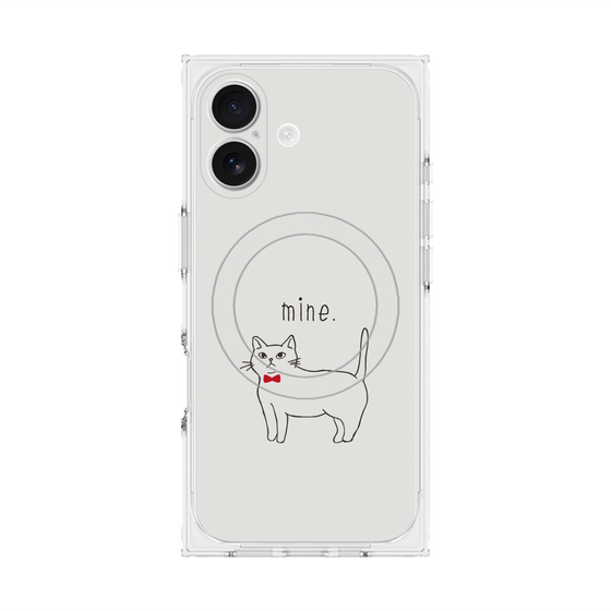 プレミアムスクエアケース with MagSafe［ 蝶ネクタイねこ - White ］