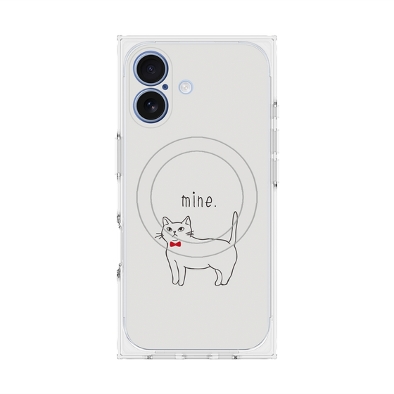 プレミアムスクエアケース with MagSafe［ 蝶ネクタイねこ - White ］