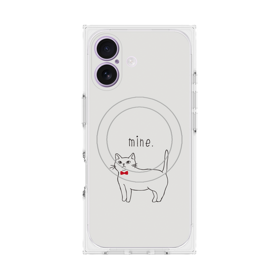 プレミアムスクエアケース with MagSafe［ 蝶ネクタイねこ - White ］