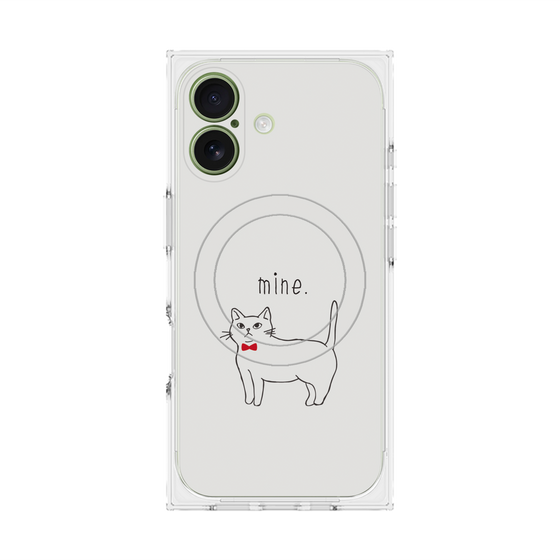プレミアムスクエアケース with MagSafe［ 蝶ネクタイねこ - White ］