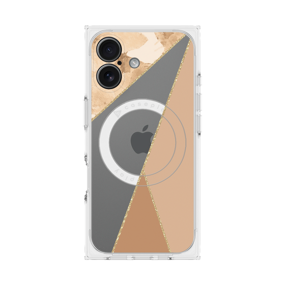 プレミアムスクエアケース with MagSafe［ マーブルトライアングルパレット - Beige ］