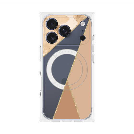 プレミアムスクエアケース with MagSafe［ マーブルトライアングルパレット - Beige ］