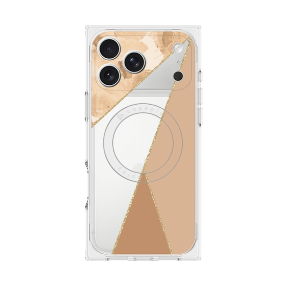 プレミアムスクエアケース with MagSafe［ マーブルトライアングルパレット - Beige ］