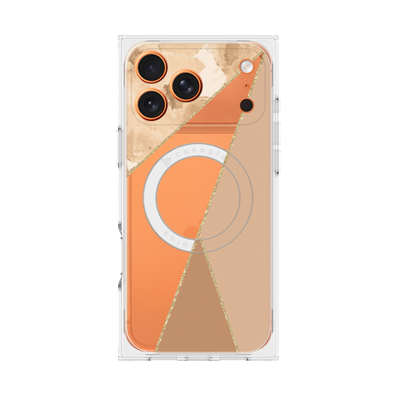 プレミアムスクエアケース with MagSafe［ マーブルトライアングルパレット - Beige ］