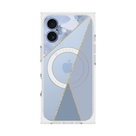 プレミアムスクエアケース with MagSafe［ マーブルトライアングルパレット - Blue ］