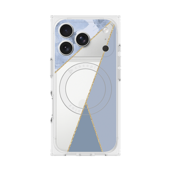 プレミアムスクエアケース with MagSafe［ マーブルトライアングルパレット - Blue ］