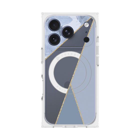 プレミアムスクエアケース with MagSafe［ マーブルトライアングルパレット - Blue ］