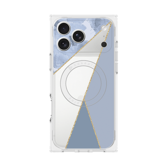プレミアムスクエアケース with MagSafe［ マーブルトライアングルパレット - Blue ］