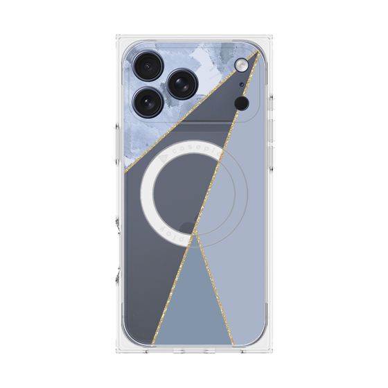 プレミアムスクエアケース with MagSafe［ マーブルトライアングルパレット - Blue ］