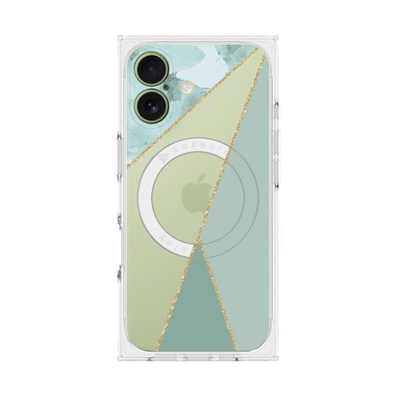 プレミアムスクエアケース with MagSafe［ マーブルトライアングルパレット - Green ］