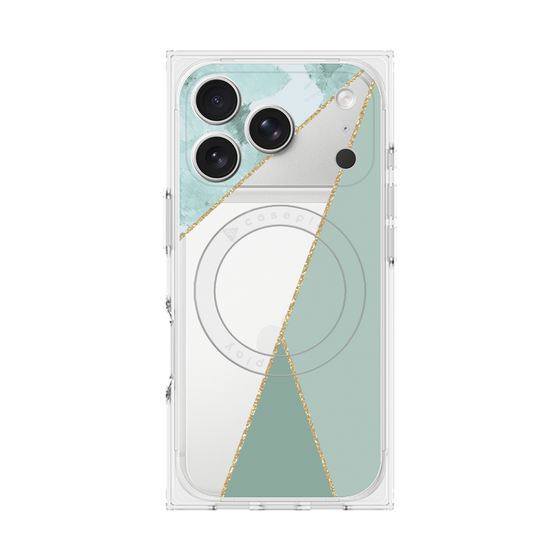 プレミアムスクエアケース with MagSafe［ マーブルトライアングルパレット - Green ］