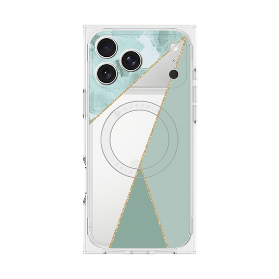 プレミアムスクエアケース with MagSafe［ マーブルトライアングルパレット - Green ］