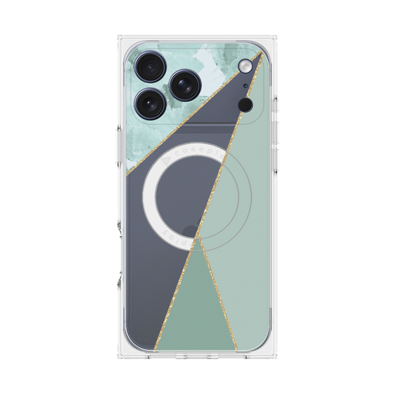 プレミアムスクエアケース with MagSafe［ マーブルトライアングルパレット - Green ］
