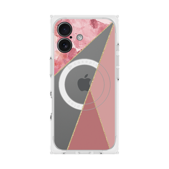 プレミアムスクエアケース with MagSafe［ マーブルトライアングルパレット - Pink ］