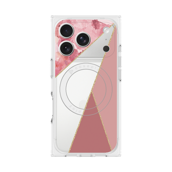 プレミアムスクエアケース with MagSafe［ マーブルトライアングルパレット - Pink ］