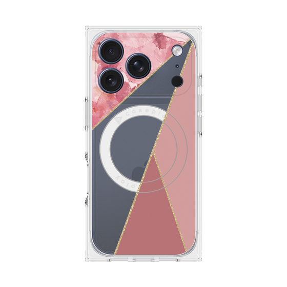 プレミアムスクエアケース with MagSafe［ マーブルトライアングルパレット - Pink ］