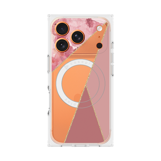 プレミアムスクエアケース with MagSafe［ マーブルトライアングルパレット - Pink ］