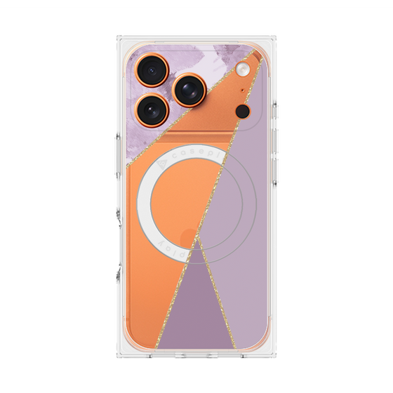 プレミアムスクエアケース with MagSafe［ マーブルトライアングルパレット - Purple ］