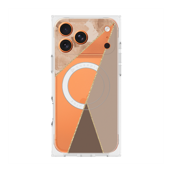 プレミアムスクエアケース with MagSafe［ マーブルトライアングルパレット - Brown ］