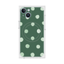 プレミアムスクエアケース with MagSafe［ 水彩ドット・レトロカラー - Green ］
