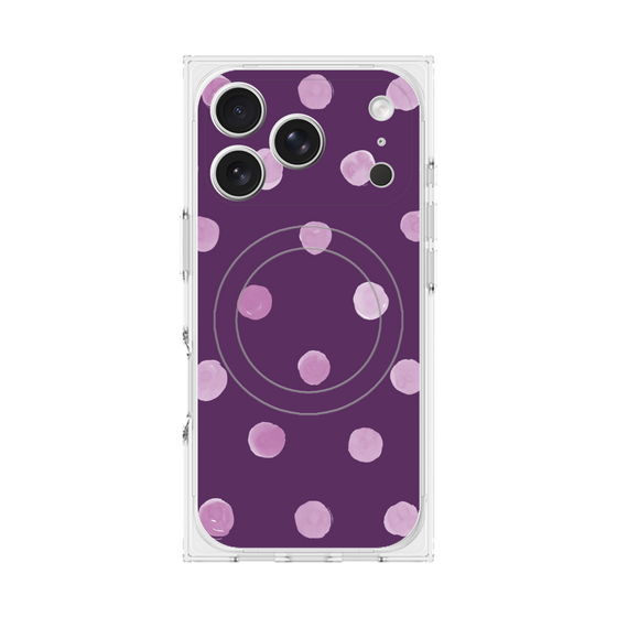 プレミアムスクエアケース with MagSafe［ 水彩ドット・レトロカラー - Purple ］