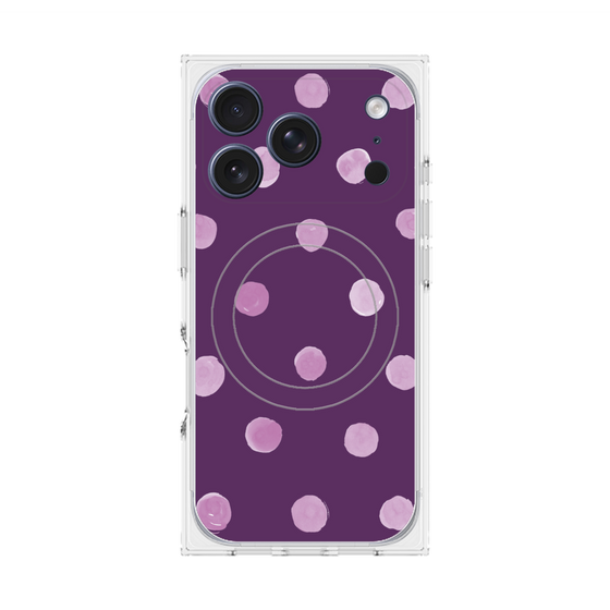 プレミアムスクエアケース with MagSafe［ 水彩ドット・レトロカラー - Purple ］