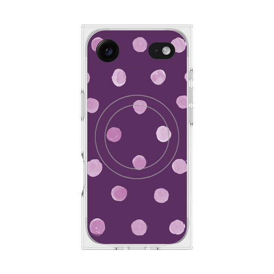 プレミアムスクエアケース with MagSafe［ 水彩ドット・レトロカラー - Purple ］