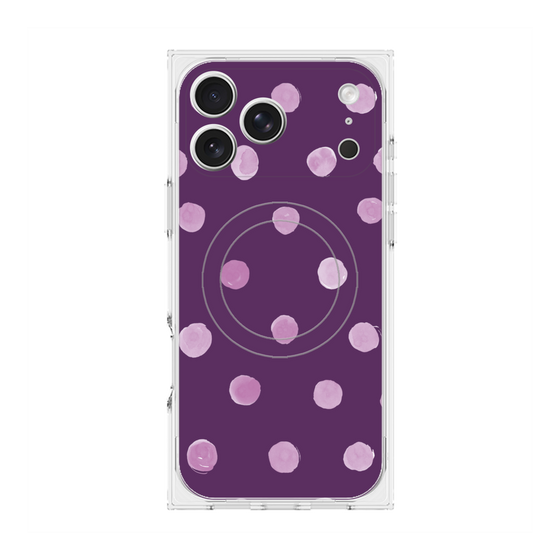 プレミアムスクエアケース with MagSafe［ 水彩ドット・レトロカラー - Purple ］