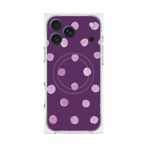 プレミアムスクエアケース with MagSafe［ 水彩ドット・レトロカラー - Purple ］