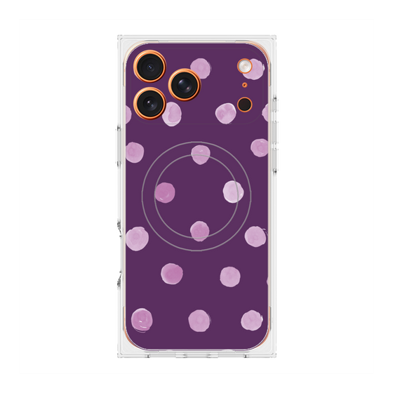 プレミアムスクエアケース with MagSafe［ 水彩ドット・レトロカラー - Purple ］