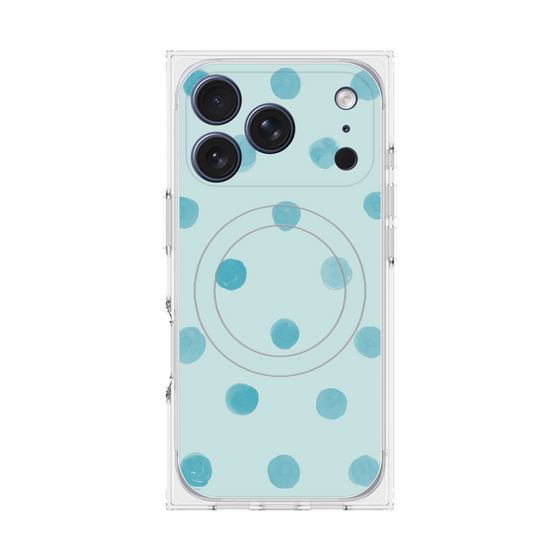 プレミアムスクエアケース with MagSafe［ 水彩ドット・レトロカラー - Light Blue ］