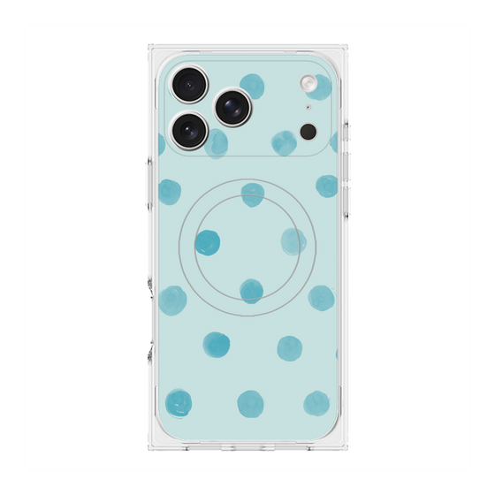 プレミアムスクエアケース with MagSafe［ 水彩ドット・レトロカラー - Light Blue ］
