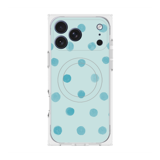 プレミアムスクエアケース with MagSafe［ 水彩ドット・レトロカラー - Light Blue ］
