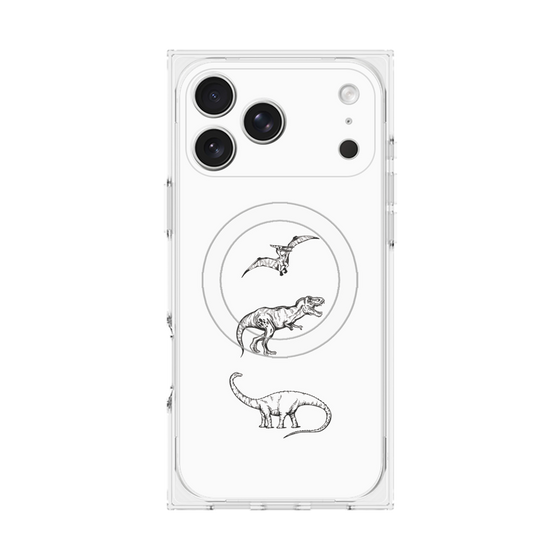 プレミアムスクエアケース with MagSafe［ Dinosaurs No.1 - White ］