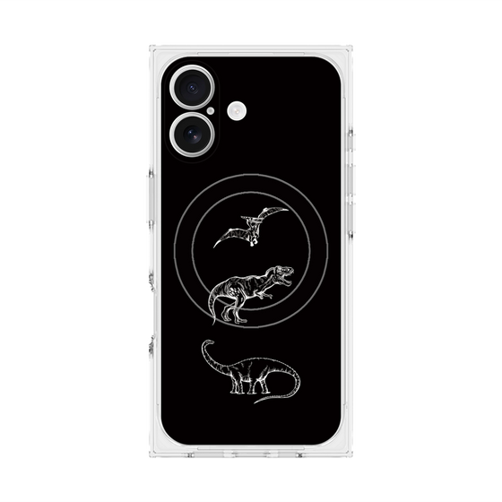 プレミアムスクエアケース with MagSafe［ Dinosaurs No.1 - Black ］