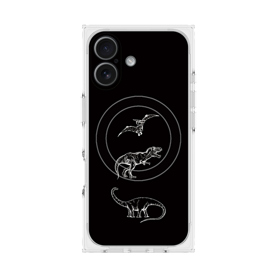 プレミアムスクエアケース with MagSafe［ Dinosaurs No.1 - Black ］