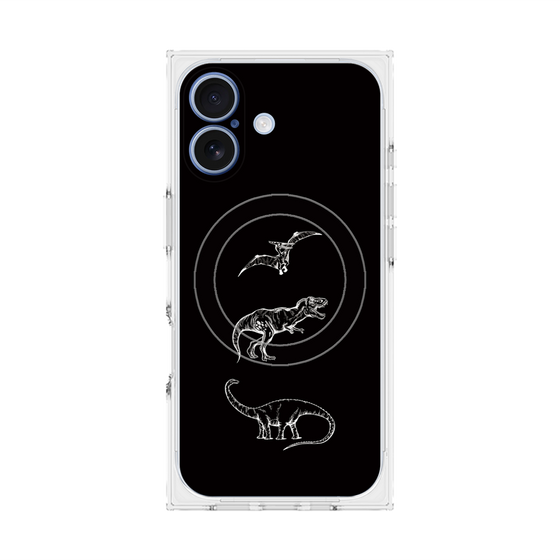 プレミアムスクエアケース with MagSafe［ Dinosaurs No.1 - Black ］