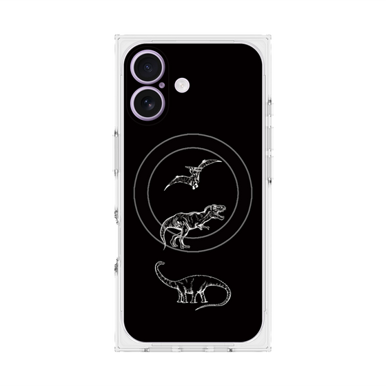 プレミアムスクエアケース with MagSafe［ Dinosaurs No.1 - Black ］