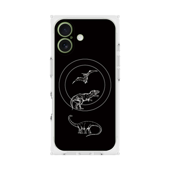 プレミアムスクエアケース with MagSafe［ Dinosaurs No.1 - Black ］