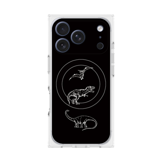 プレミアムスクエアケース with MagSafe［ Dinosaurs No.1 - Black ］