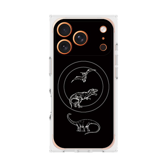 プレミアムスクエアケース with MagSafe［ Dinosaurs No.1 - Black ］
