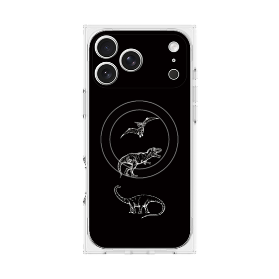 プレミアムスクエアケース with MagSafe［ Dinosaurs No.1 - Black ］