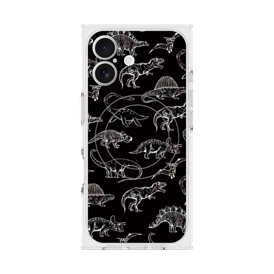 プレミアムスクエアケース with MagSafe［ Dinosaurs No.2 - Black ］