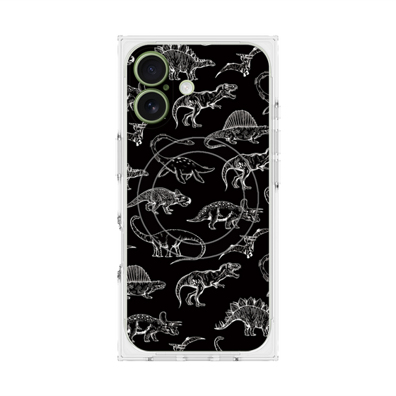 プレミアムスクエアケース with MagSafe［ Dinosaurs No.2 - Black ］