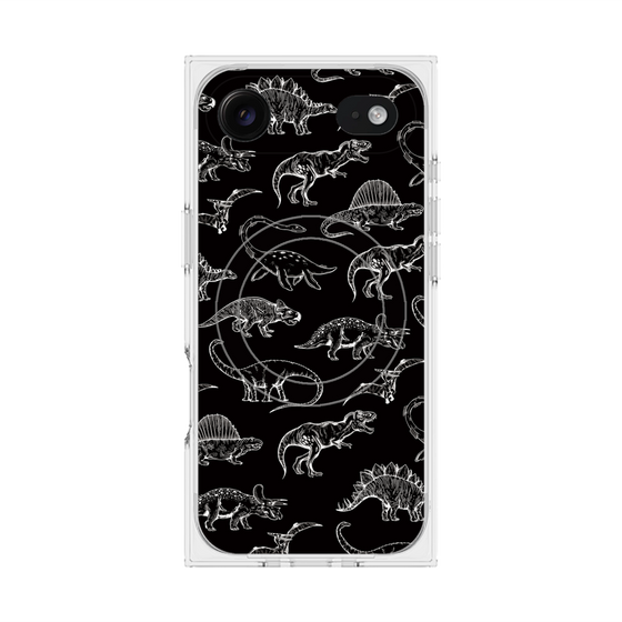 プレミアムスクエアケース with MagSafe［ Dinosaurs No.2 - Black ］
