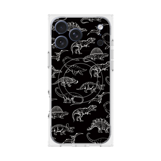 プレミアムスクエアケース with MagSafe［ Dinosaurs No.2 - Black ］